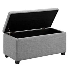 Amazon Basics Upholstered Storage Ottoman And Entryway Bench, 35.5"W X 16.5"D X 17"H, Light Gray -Amazon Store 41oDmb3u8kL