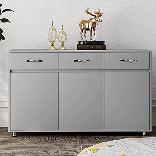 RASOO Buffet Cabinet Kitchen Cabinet Storage Sideboard Cabinet Cupboard Sideboard Buffet Kitchen Room (White -3 Doors And 3 Drawers) 5 RASOO Buffet Cabinet Kitchen Cabinet Storage Sideboard Cabinet Cupboard Sideboard Buffet Kitchen Room (White -3 Doors And 3 Drawers) - Image 3