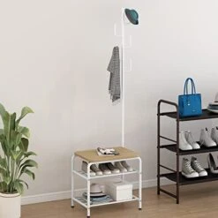 LINZINAR Coat Rack Shoe Bench 3 In 1 Design Hall Tree Storage Bench Industrial Style Coat Tree For Bedroom Living Room Entryway, White 11 LINZINAR Coat Rack Shoe Bench 3 In 1 Design Hall Tree Storage Bench Industrial Style Coat Tree For Bedroom Living Room Entryway, White -Amazon Store 41oKFwu2BeL