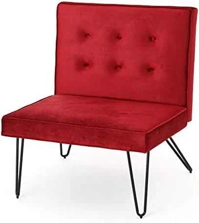 Christopher Knight Home Darrow Velvet Modern Armless Chair, Berry 7 Christopher Knight Home Darrow Velvet Modern Armless Chair, Berry - Image 6