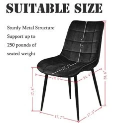 Payeel Upholstered Velvet Dining Chairs Set Of 4 Modern Tufted Dining Side Chairs W/Metal Legs Modern Cushion Seats And Back For Living Kitchen, Vanity, And Waiting Room(Black) 14 Payeel Upholstered Velvet Dining Chairs Set Of 4 Modern Tufted Dining Side Chairs W/Metal Legs Modern Cushion Seats And Back For Living Kitchen, Vanity, And Waiting Room(Black) -Amazon Store 41oRplPPzOL