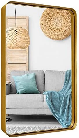 24"x36" Black Bathroom Mirror, Upgrade Metal Frame Wall Mounted With Rounded Corner For Entryways, Living Rooms 10 24"x36" Black Bathroom Mirror, Upgrade Metal Frame Wall Mounted With Rounded Corner For Entryways, Living Rooms - Image 8