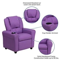 Flash Furniture Vana Contemporary Lavender Vinyl Kids Recliner With Cup Holder And Headrest -Amazon Store 41oZWSeyfnL