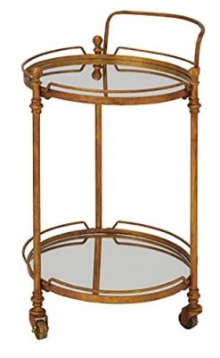 Deco 79 Metal Round Bar Cart With Wheels And Handle, 19" X 18" X 31", Brass 11 Deco 79 Metal Round Bar Cart With Wheels And Handle, 19" X 18" X 31", Brass -Amazon Store 41obZKY2RAL