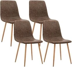 CangLong Set Of 4, Kitchen Fabric Cushion Seat Back, Modern Mid Century Living Room Side Metal Legs Dining Chair, Grey -Amazon Store 41ocBI RI8L. AC