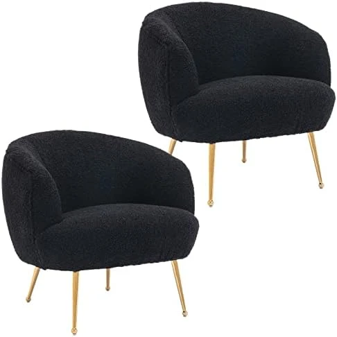 DUOMAY Modern Accent Chair With Ottoman, Sherpa Upholstered Barrel Chair With Footrest, Comfy Lounge Chair Single Sofa Armchair Club Chair For Living Room Bedroom Office, White 11 DUOMAY Modern Accent Chair With Ottoman, Sherpa Upholstered Barrel Chair With Footrest, Comfy Lounge Chair Single Sofa Armchair Club Chair For Living Room Bedroom Office, White - Image 9