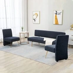 MOJAY Modern Fabric Linen Armless Love Seats Sofa, Couch For Living Room Furniture With Golden Legs For Bedroom,Small Spaces -Amazon Store 41okYJNgK0L. AC