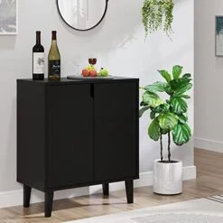 Panana 2 Door Kitchen Buffet Storage Cabinet Accent Console Table For Kitchen Dining Living Room Hallway Office (Black) -Amazon Store 41okosOyHRL. AC