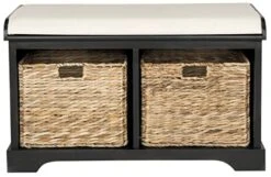 SAFAVIEH Home Collection Freddy Black/ Wicker Basket 2-Drawer Storage Bench With Cushion (Fully Assembled) 16 SAFAVIEH Home Collection Freddy Black/ Wicker Basket 2-Drawer Storage Bench With Cushion (Fully Assembled) -Amazon Store 41op7Z071yL