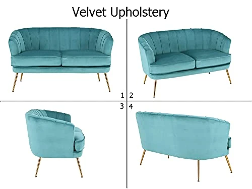 Altrobene Velvet Loveseat Couch Sofa Luxury Modern Comfy Tufted Couch Chesterfield 2 Person Couch For Living Room/Bedroom, Dark Teal 4 Altrobene Velvet Loveseat Couch Sofa Luxury Modern Comfy Tufted Couch Chesterfield 2 Person Couch For Living Room/Bedroom, Dark Teal - Image 2