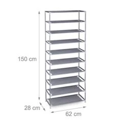 Relaxdays Fabric 10 Levels For 30 Pairs, Shoe Rack Height 150 X Width 62 X Depth 28 Cm, Grey, 1 Item 14 Relaxdays Fabric 10 Levels For 30 Pairs, Shoe Rack Height 150 X Width 62 X Depth 28 Cm, Grey, 1 Item -Amazon Store 41ovXeLXvhL