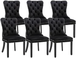 KCC Velvet Dining Chairs Set Of 2, Upholstered High-end Tufted Dining Room Chair With Nailhead Back Ring Pull Trim Solid Wood Legs, Contemporary Nikki Collection Modern Style For Kitchen, Beige -Amazon Store 41oxZ2c908L. AC