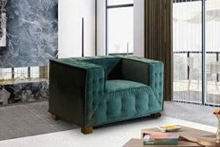 Iconic Home Bryant Sofa Velvet Upholstered Tufted Wide Armrest Tight Back Shelter Arm Design Espresso Finished Wooden Legs Modern Contemporary, GREY -Amazon Store 41oyzfCqknL. AC