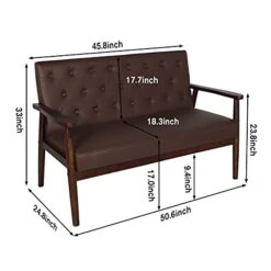 AILEEKISS Mid-Century Loveseats Sofa Couch 2 Seater Sofa Modern Faux Leather Retro Arms Loveseat Upholstered Wooden Lounge Accent Chair For Living Room (Brown 2-seat) 10 AILEEKISS Mid-Century Loveseats Sofa Couch 2 Seater Sofa Modern Faux Leather Retro Arms Loveseat Upholstered Wooden Lounge Accent Chair For Living Room (Brown 2-seat) -Amazon Store 41ozxw4SbVS