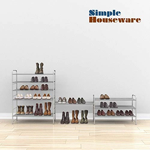 Simple Houseware 3-Tier Shoe Rack Storage Organizer, Grey 6 Simple Houseware 3-Tier Shoe Rack Storage Organizer, Grey - Image 4