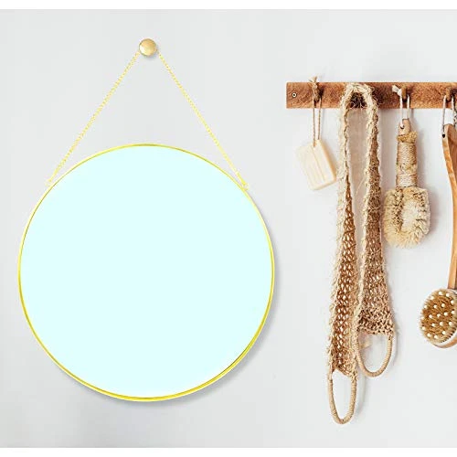 CoolXuan Round Hanging Mirror For Wall Gold 11.81” Circle Mirror With Chain Wall Mounted For Minimalist Home Decor… 7 CoolXuan Round Hanging Mirror For Wall Gold 11.81” Circle Mirror With Chain Wall Mounted For Minimalist Home Decor… - Image 5