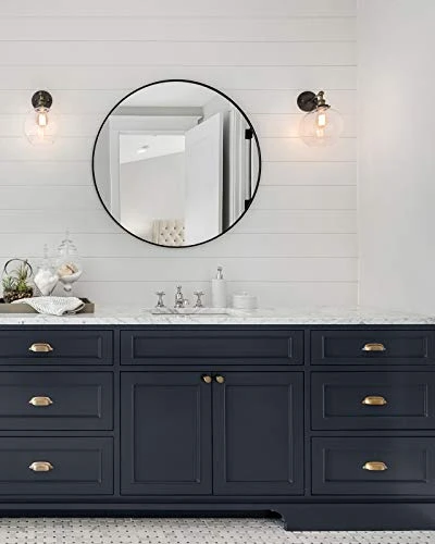 X Home 36-Inch Black Round Mirror With Metal Frame, Modern Circle Wall Mirror For Bathroom, Home Decor - Wall Mounted 5 X Home 36-Inch Black Round Mirror With Metal Frame, Modern Circle Wall Mirror For Bathroom, Home Decor - Wall Mounted - Image 3