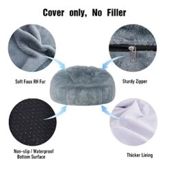 Taotique Giant Bean Bag Chair Cover(Cover Only, No Filler) Soft Faux RH Fur Sofa Bed Cover Washable Bean Bag Couch Cover For Adult And Kids With Liner -Amazon Store 41p4fOwFjHL