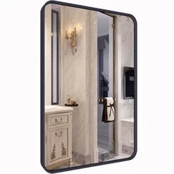 Abelockand Black Bathroom Mirror For Wall, 24" X 36" Black Rectangle Mirror For Wall, Matte Black Metal Framed Bathroom Mirror, Wall Mounted Black Vanity Mirror, Horizontally Or Vertically -Amazon Store 41p5TMQIRYL