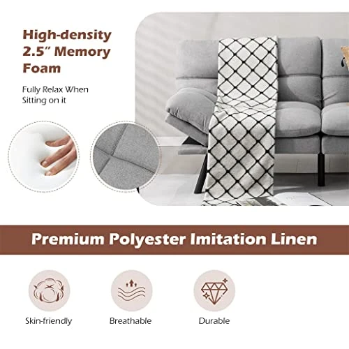 SXDS Convertible Futon Sofa Bed Memory Foam Couch Sleeper W/Adjustable Armrest Grey 8 SXDS Convertible Futon Sofa Bed Memory Foam Couch Sleeper W/Adjustable Armrest Grey - Image 6