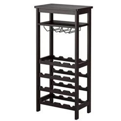 Bamboo Wine Rack, Wine Rack Freestanding Floor With Glass Holder Rack, Tabletop & 16 Bottles Holder, Wine Display Storage Stand For Kitchen, Office, Bar -Amazon Store 41pEWFL7EIL