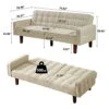 Betoko Linen Futon Sofa Couch 73.6" Fabric Upholstered Convertible Sofa Bed Minimalist Button Tufted Small 3 Seater Sleeper Futon Couch Set For Living Room Bedroom (Beige) -Amazon Store 41pHaPG1oJL