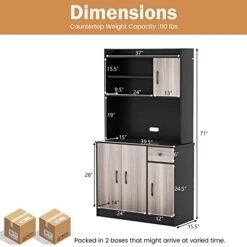 PETSITE Kitchen Pantry Storage Cabinet, 71'' Freestanding Microwave Cupboard With 3 Cabinets & Drawer, Adjustable Shelves, Buffet With Hutch For Living Room, Dining Room, Black -Amazon Store 41pXRRngpeL