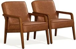 Yaheetech PU Leather Accent Chair, Mid-Century Modern Barrel Chair With Wooden Frame And Soft Thick Padded For Living Room Bedroom Home Office, Set Of 2, Dark Brown 20 Yaheetech PU Leather Accent Chair, Mid-Century Modern Barrel Chair With Wooden Frame And Soft Thick Padded For Living Room Bedroom Home Office, Set Of 2, Dark Brown -Amazon Store 41pZVlsJMNL. AC