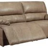 Signature Design By Ashley Ricmen Leather Adjustable 2 Seat Power Reclining Sofa With USB Charging, Light Brown -Amazon Store 41pZhqktOfL