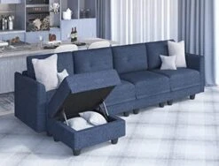 LLappuil Modular Sectional Couch With Reversible Chaise, Modern L Shaped Sofa Left/Right Corner Couch Modular Sofa With Storage Seat, Denim Blue -Amazon Store 41pnWMoKr1L