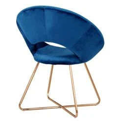 Duhome Modern Accent Chairs Set Of 2, Velvet Dining Chairs With Backrest Comfy Upholstered Arm Chair Living Room Furniture Mid-Century Leisure Lounge Chairs With Golden Metal Frame Legs Dark Blue -Amazon Store 41prhxPGpXL