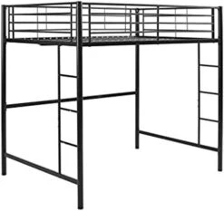 Walker Edison Elodie Urban Industrial Twin Over Futon Metal Bunk Bed, Twin Size, Black -Amazon Store 41pwRrpCHZL. AC