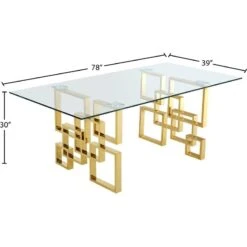 Meridian Furniture 714-T Pierre Collection Modern | Contemporary Square Glass Dining Table With Stainless Steel Base And Rich Gold Finish, 78" W X 39" D X 30" H 12 Meridian Furniture 714-T Pierre Collection Modern | Contemporary Square Glass Dining Table With Stainless Steel Base And Rich Gold Finish, 78" W X 39" D X 30" H -Amazon Store 41pwVaTit0L