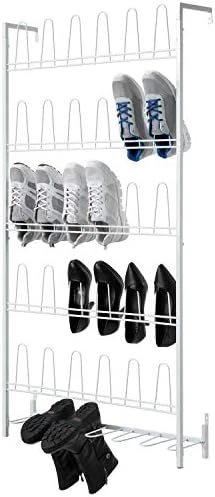 MyGift Black Metal Wall Mounted Boots And Shoe Rack, 18 Pair Entryway Shoe Storage Organizer Stand 8 MyGift Black Metal Wall Mounted Boots And Shoe Rack, 18 Pair Entryway Shoe Storage Organizer Stand - Image 6