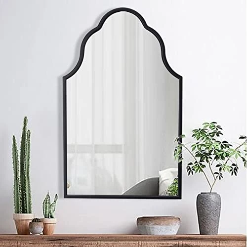 Chende Arch Wall Mirror, 32" H X 20" W Black Bathroom Mirror With Wooden Frame, Large Modern Decorative Mirror For Foyer, Living Room, Bedroom 3 Chende Arch Wall Mirror, 32" H X 20" W Black Bathroom Mirror With Wooden Frame, Large Modern Decorative Mirror For Foyer, Living Room, Bedroom