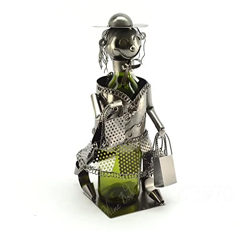 WINE BODIES Shopaholic Lady Metal Wine Bottle Holder Character, Charcoal 3 WINE BODIES Shopaholic Lady Metal Wine Bottle Holder Character, Charcoal