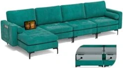Giantex Large Couch, 3 Seat Sectional Sofa Set, L-Shaped Modular Sleeper With Convertible Chaise Lounge, USB Ports, 3-Hole Socket, Storage Box, 2 Bolsters, Family Apartment Living Room, Green 28 Giantex Large Couch, 3 Seat Sectional Sofa Set, L-Shaped Modular Sleeper With Convertible Chaise Lounge, USB Ports, 3-Hole Socket, Storage Box, 2 Bolsters, Family Apartment Living Room, Green -Amazon Store 41qAzDrSHbL. AC