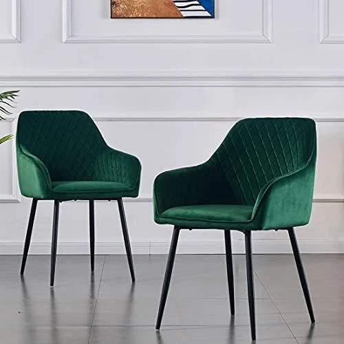 KEIVVAKN Velvet Dining Chairs Set Of 4 Green Velvet Upholstered Chairs For Dining Room Modern Tufted Dining Chair With Arms 7 KEIVVAKN Velvet Dining Chairs Set Of 4 Green Velvet Upholstered Chairs For Dining Room Modern Tufted Dining Chair With Arms - Image 5