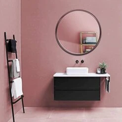 SD SOFT DANCE Round Mounting Mirror Wall Decor - Circle Vanity Mirror With Metal Rose Gold Frame For Contemporary Rooms 24 Inch -Amazon Store 41qFV7gMUkS