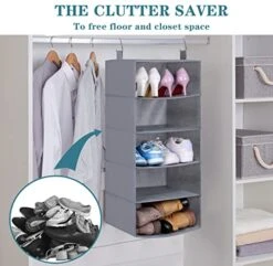 KEETDY Hanging Shoe Organizer To Store 10 Pairs Shoes 5- Shelf Shoe Rack For Closet For Small Space Storage Bedroom, Dorm, Grey -Amazon Store 41qHEXqp1VL