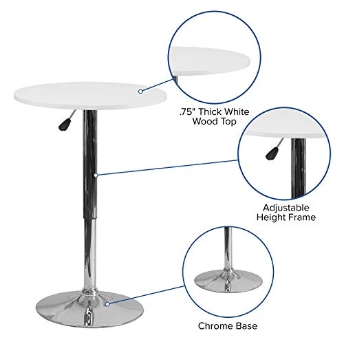 EMMA + OLIVER 23.75" Round 26.25" - 35.75 Adjustable Height White Wood Table 5 EMMA + OLIVER 23.75" Round 26.25" - 35.75 Adjustable Height White Wood Table - Image 3