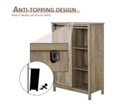 HOMCOM Sideboard Sideboard With 2 Shelves And MDF Frame And Particle Boards Imitation Wood Veining Grey Metal Black -Amazon Store 41qKZzLiO6L