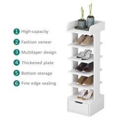 BURENMTO 6-Tier Vertical Shoe Rack For Closet, Narrow Shoe Rack For Entryway Tall Shoe Rack Organizer For Small Spaces Corner Small Shoe Rack White 13 BURENMTO 6-Tier Vertical Shoe Rack For Closet, Narrow Shoe Rack For Entryway Tall Shoe Rack Organizer For Small Spaces Corner Small Shoe Rack White -Amazon Store 41qMeStU0fL