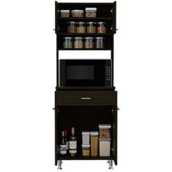 Helis 60 Kitchen Pantry 66,5" H With Microwave Shelf, Two Storage Cabinets, Black -Amazon Store 41qPXyYs7DL