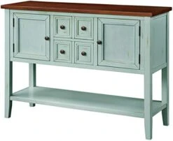 Knocbel Vintage Wood Console Table Buffet Sideboard With 4 Storage Drawers, 2 Cabinets & Bottom Shelf, Entryway Hallway Foyer Table Cupboard Coffee Bar Cabinet, 46" L X 15" W X 34" H (Dark Blue) 21 Knocbel Vintage Wood Console Table Buffet Sideboard With 4 Storage Drawers, 2 Cabinets & Bottom Shelf, Entryway Hallway Foyer Table Cupboard Coffee Bar Cabinet, 46" L X 15" W X 34" H (Dark Blue) -Amazon Store 41qcQOsdDVL. AC