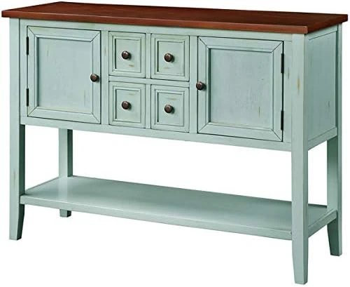 Knocbel Vintage Wood Console Table Buffet Sideboard With 4 Storage Drawers, 2 Cabinets & Bottom Shelf, Entryway Hallway Foyer Table Cupboard Coffee Bar Cabinet, 46" L X 15" W X 34" H (Dark Blue) 10 Knocbel Vintage Wood Console Table Buffet Sideboard With 4 Storage Drawers, 2 Cabinets & Bottom Shelf, Entryway Hallway Foyer Table Cupboard Coffee Bar Cabinet, 46" L X 15" W X 34" H (Dark Blue) - Image 8