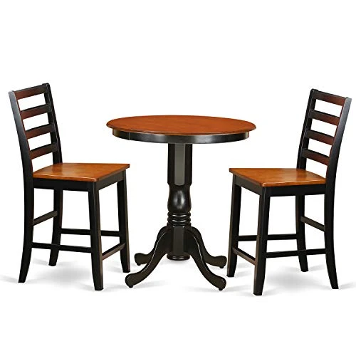 East West Furniture EDFA3-BLK-W Dining Set, 3 Pieces, Black 4 East West Furniture EDFA3-BLK-W Dining Set, 3 Pieces, Black - Image 2