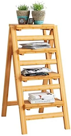 Portable Step Stoo - Folding Wood For Adult Folding Ladder |Ladder-Shaped Plant Stand Display Rack Shelf (Size : 4 Tier) (Size : 4 Tier) (4 Tier) (4 Tier)