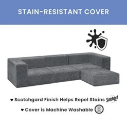 Delta Children Cozee 4-Piece Customizable Sectional Sofa Set, Grey 12 Delta Children Cozee 4-Piece Customizable Sectional Sofa Set, Grey -Amazon Store 41qfoMjyL1L