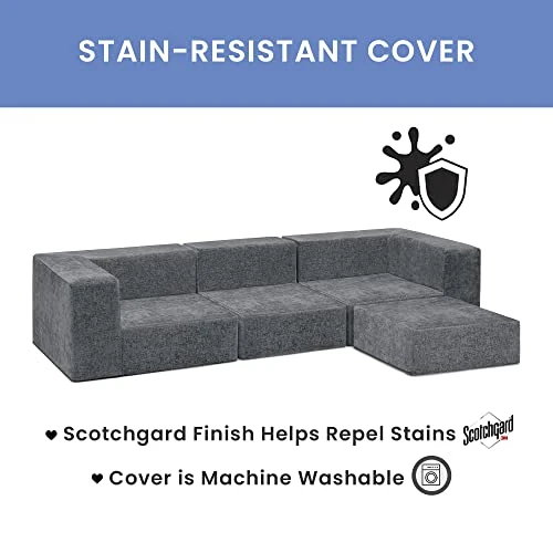 Delta Children Cozee 4-Piece Customizable Sectional Sofa Set, Grey 5 Delta Children Cozee 4-Piece Customizable Sectional Sofa Set, Grey - Image 3